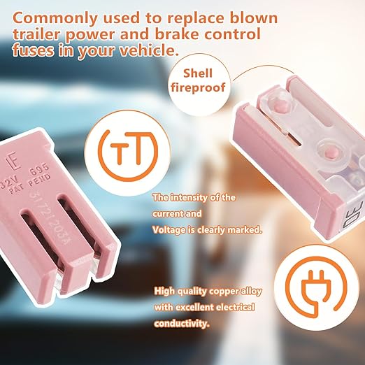 30A 32V Mini Slotted Automotive MCASE Shaped Cartridge Fuse Kit(Pack of 10pcs,30A)