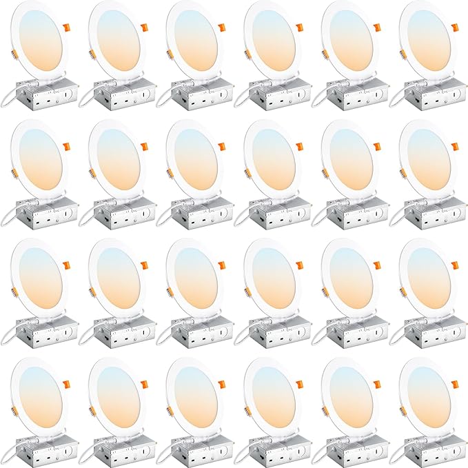 DLLT LED Recessed Ceiling Light: 24 Pack 6 Inch Gold Recessed Lighting