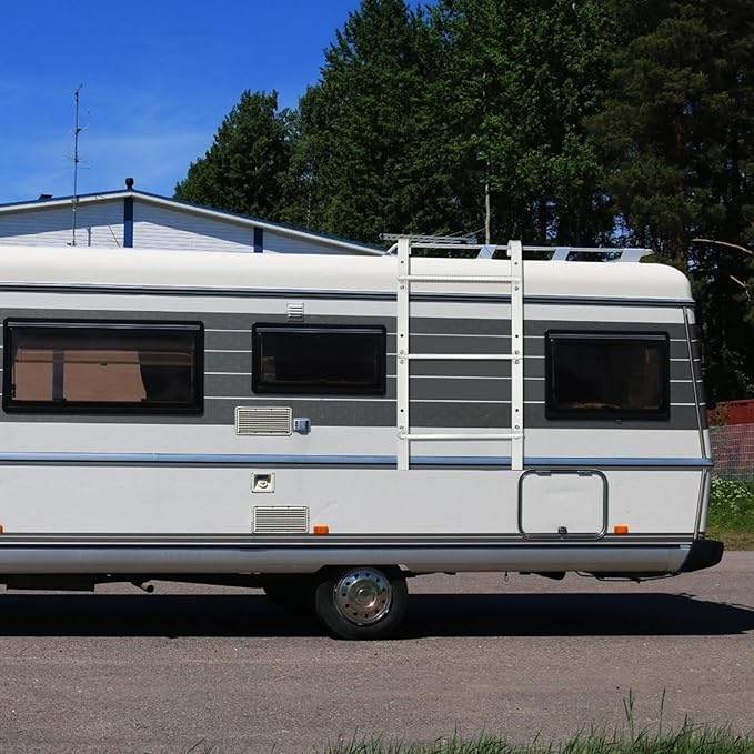 3-Rung Window Well Ladder Hooked, Heavy Duty Steel Wall Mounted Ladder, Powder-Coated Basement Egress Window Ladder 34.2" Lx17.9 W, White