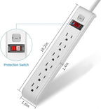 Power Strip Surge Protector, 6 Feet Extension Cord, 600 Joules Surge Protection, Multiple Protection 6 Outlet Strip, ETL Listed