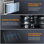 AMZCHEF RV Gas Range Stove 12V. Range Oven for RV Use with 3 Burners,Gas Oven, 28,100BTU, Open Flame Configuration, Knob work indicator, Heavy Duty Cast Iron Grates (Large 21 inch)