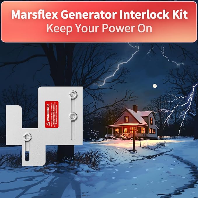 Marsflex Generator Interlock Kit for Eaton Cutler Hammer BR Series 150 and 200 Amp Breaker Panels, 1 1/4-1 7/16 Inches Spacing Between Main and Generator Breaker, Professional & Safe Interlock Kit
