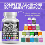 Clean Nutraceuticals Magnesium Complex 2285mg with Magnesium Glycinate Citrate Malate Oxide Taurate Aspartate Orotate & Mag Chloride, Zinc Copper Manganese & Vitamin C B1 B2 B6 B12 Complex - 1Pack