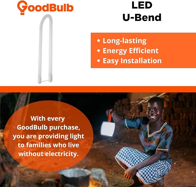 GoodBulb 13W T8 U Bend Fluorescent 6" Tube 5000K Daylight Medium Bi-Pin Base 1900 Lumesn 50000 Life Hours 13 Watts Car Dealership Lighting 10 Pack