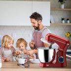 Stand Mixer, 6.5QT 10-Speed Tilt-Head Electric Stand Mixer, 3-In-1 Kitchen Mixer with Bowl, Dough Hook, Whisk and Beater, Food Mixer for Baking, Cake and Most Home Cooks, Red