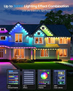 ASAHOM Permanent Outdoor Lights Pro S108F, 400FT with 288 RGBCW LEDs, WLED Integration, AI Lighting, 30000 Lighting Effect Combinations, IP67 Waterproof for Halloween Christmas Daily Decor, White