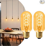 AMDTU E26 Edison Bulbs 60 Watts Equivalent, 600 Lumens LED Bulbs 7W, Ultra Filament Spiral E26 Base Edison LED Bulbs Dimmable, Warm Yellow 2200K T45 Amber Glass Tubular Light Bulbs 2 Pack