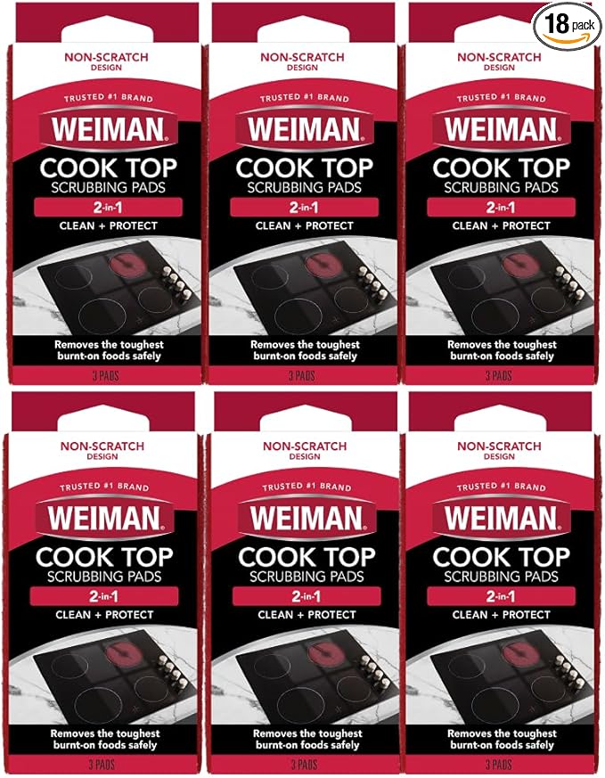 Weiman Products Cook Top Scrubbing Pad, 3 Count, 6 Per Case