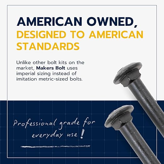 1/2 in. x 14 in. Black Carriage Bolt Kit Includes 12 Bolts, 12 Washers, and 12 Nuts, Ceramic Black Ruspert Coated for Exterior Use - 2X Rust Resistance of Galvanized by Makers Bolt