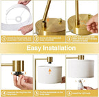 Luvkczc Table Lamp for Bedroom Set of 2 with USB C+A Ports, Fully Stepless Dimmable Bedside Lamp with Linen Lampshade, Nightstand Lamp for Living Room Reading Office, 2 LED Bulbs Included (Gold)