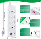 Universal Power Strip with USB C, 6.5ft Long Power Cord, 4 Outlets Power Strips with Surge Protection, 4 USB Ports Desktop Charging Station(3 USB-A & 1 USB-C)