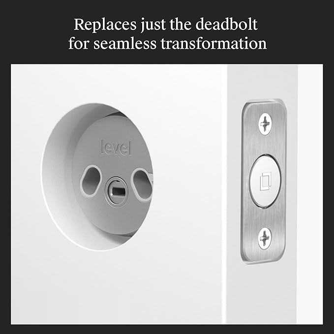 Level Bolt (Matter) Smart Deadbolt – Make Your Lock Smart Without Changing Keys or Hardware – Matter-Over-Thread, Keyless Entry & Remote Access via Apple Home, Google Home, Alexa, and for SmartThings