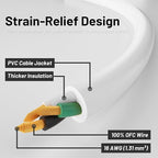 16/3 White Indoor Outdoor Extension Cord 6 Ft Waterproof, Heavy Duty Extension Cord with 3 Prong Grounded Plug,13A 1625W 16AWG SJTW, Flexible Weatherproof Power Cable