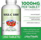 1000 mg Vitamin C - 1000mg Tablets Ultra High Absorption Formula - Gluten Free Kosher Dietary Non GMO Vitamin C Supplement for Immune Support - VIT C Vitamin C Tablets from Ascorbic Acid, 250 Count