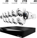 Night Owl 2-Way Audio 20 Channel DVR Video Home Security Camera System with 12 (2 Bullet 10 Dome) Wired 4K HD Indoor/Outdoor Deterrence Cameras and 2TB Hard Drive (2 Bullet/10 Dome - 20 Channel)