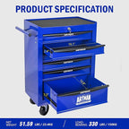 6 Drawers Rolling Tool Box on Wheels, Multifunctional Tool Chest Cabinet with Lock, Drawers Rolling Tool Cart Trolley Organizer Tool Storage Case for Warehouse,Garage,Workshop (Blue)