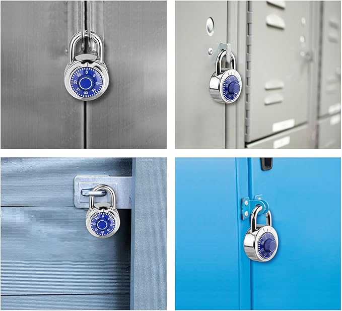 Combination Padlock 48 Pack, Fixed Dial Combination Padlock with Different Combinations, 2 in. Wide. Blue Turntable, Lock for Gym & Locker, School, Toolbox, and More