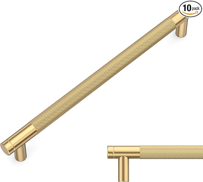 Amerdeco 10 Pack Champagne Bronze Cabinet Pulls 7.5 Inch(192mm) Hole Center Drawer Pulls Cabinet Hardware Kitchen Cabinet Handles for Bathroom ZH0031