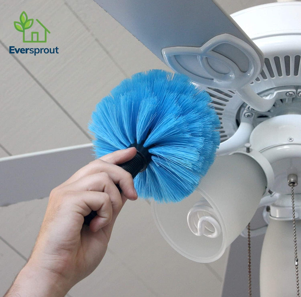 EVERSPROUT Twist-On Cobweb Duster | Hand Packaged to Protect Bristles | Indoor & Outdoor Brush Attachment | Fits Standard Acme Threaded Poles | Brush Head with Handle, No Pole (Medium-Stiff Bristles)