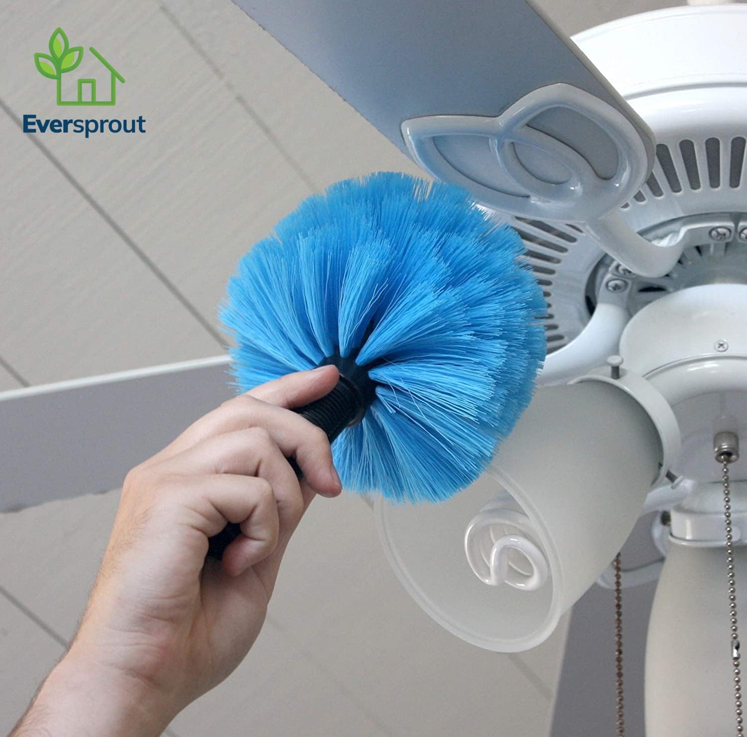 EVERSPROUT Twist-On Cobweb Duster | Hand Packaged to Protect Bristles | Indoor & Outdoor Brush Attachment | Fits Standard Acme Threaded Poles | Brush Head with Handle, No Pole (Medium-Stiff Bristles)