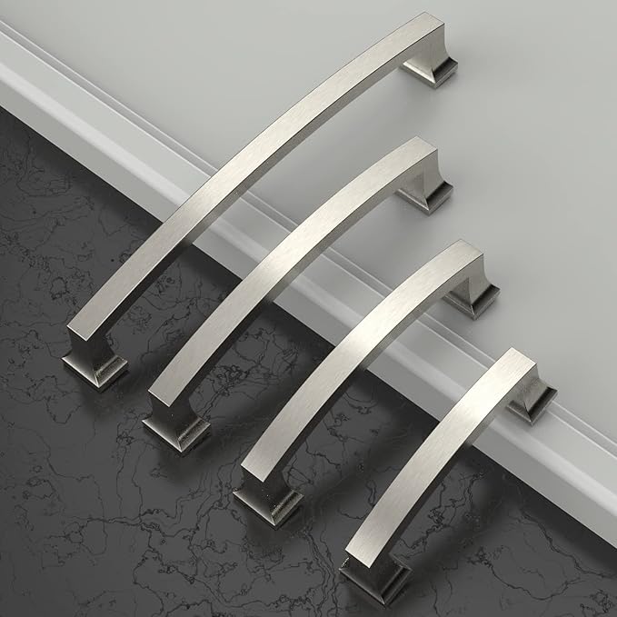 Asidrama 10 Pack 7 Inch(177mm) Hole Centers Kitchen Cabinet Handles, Brushed Satin Nickel Cabinet Pulls Kitchen Cabinet Hardware for Cupboard Drawer Pulls