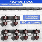 Garage Tool Organizer Wall Mount, 48inch Heavy Duty Garden Tool organizer Storage System, Easy Install With 6 Adjustable Straight Hooks, For Garage, Basement, Shed, Workshop(Black)