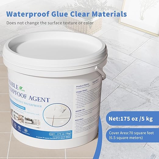 Transparent Waterproof Coating 175 Oz (5 KG), Invisible Waterproof Agent, Water-Based Repairing Leak Water Proof Glue, Indoor & Outdoor Liquid Sealant