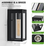 10.6" Motion Sensor Outdoor Wall Sconce Lights 2Pack, Dusk to Dawn Black Exterior Lighting Fixtures with 3 Lighting Modes, Front Porch Lights Outdoor Garage Lighting Fixtures Wall Mount for House