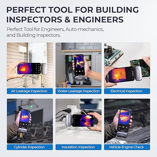 TOPDON TC002 Thermal Camera for iOS (iPhone & iPad), 512 x 384 Super Resolution, 256 x 192 IR High Resolution, Thermal Imager, Thermal Imaging Camera, -4°F~1022°F Temp Range, Support Video Recording
