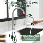 APPASO Touchless Kitchen Faucet Brushed Nickel with Pull Down Sprayer, Motion Sensor Activated Hands-Free Kitchen Faucet, Single Handle Smart Kitchen Sink Faucet