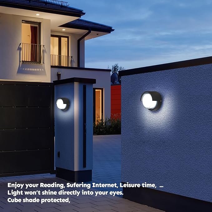 Modern Outdoor Wall Light - Waterproof Round Wall Mount Lamp for Garden/Patio - 6500K Cold Light