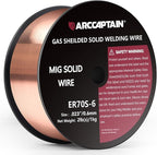 ARCCAPTAIN MIG Welding Wire, MIG Wire ER70S-6 2Lbs Gas Solid Carbon Steel Low Splatter MIG Welding Wire Compatible With Lincoln Miller Forney Harbor Welder 1KG (0.023" 2Lb)