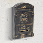 Vintage Wall Mount Mailboxes for House, Rust-Resistant Locking Mailbox with Key Locks, Galvanized Steel Outdoor Mailboxes, Bronze