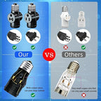 2 Pack, Light Socket to Plug Adapter, Convert E26 Light Socket to 3-Prong Outlet Adapter and Light Bulb Socket (Black)