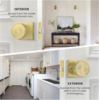 Haidms Gold Passage Door Knobs Interior, Zinc Alloy Brushed Gold Closet Door Knobs, Heavy Duty Round Brushed Brass Doorknobs for Hall Closet,Hallway(2 Pack)