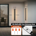 tewei 39.3 Inch Modern Outdoor Wall Sconce, Long Black LED Exterior Lighting Fixtures, Modern Large Outdoor Front Porch Lights Outside Wall Mount Lights for House, Warm White 3000K, 2 Pack