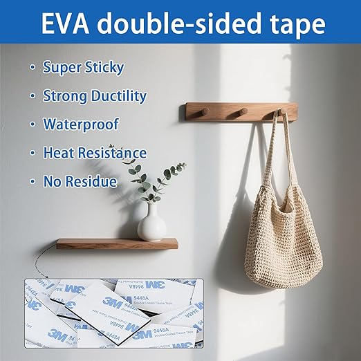 QDiShi 50PCS EVA Double Sided Adhesive Pads Pre-Cut Foam Tape 3x5cm Heavy Duty Mounting Tape Black Super-Sticky Pad Waterproof Self Adhesive Pad for Home Décor & DIY Art Crafts