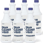 Drain Cleaner Liquid, Drain Clog Remover, 12 PK (32 Oz Per Bottle), Shower Drain Cleaner Hair Clog Removal - Plumbing & Septic Safe - Breaks Down Grease, Paper, Fat, Oil - Easy to use - 6 Pack