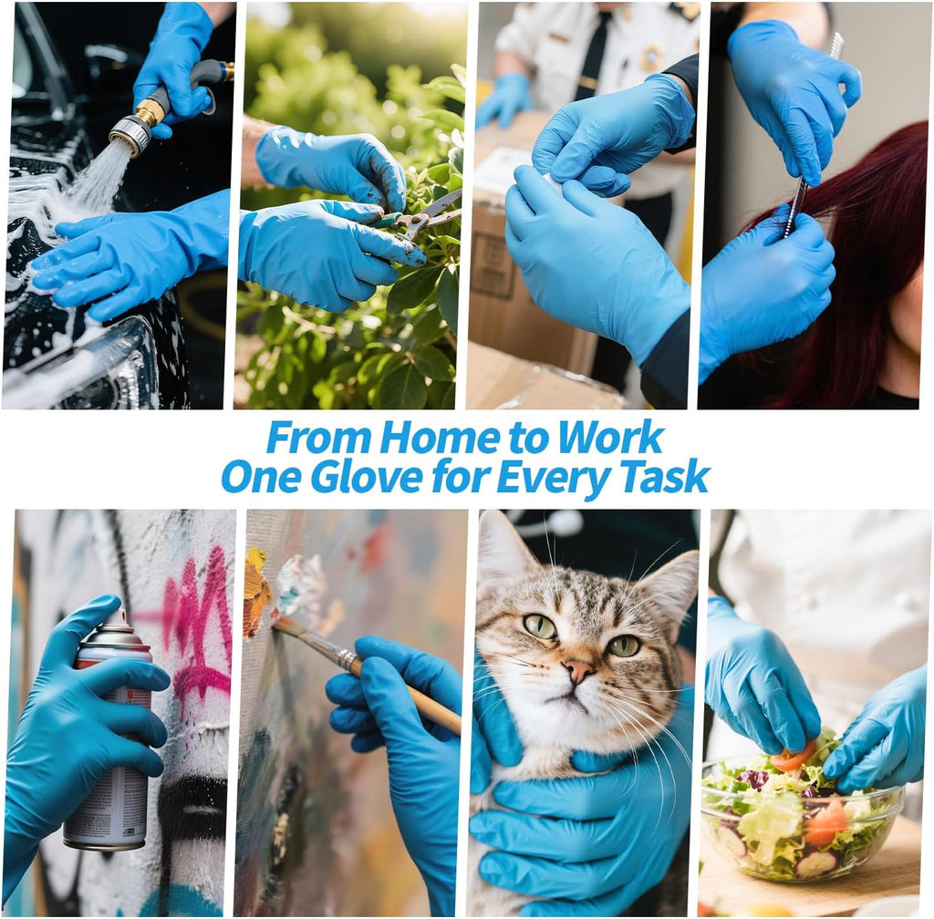 4 Mil Nitrile Gloves Disposable Latex Free, Blue Rubber Gloves Safe for Food Prep, Cooking, Cleaning, Exam, 1000 PCS
