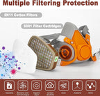 RANKSING Respirator Mask with Filters and Glasses to Against Dust Gases Fumes in Painting Spraying Sanding Orange/Pink