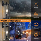 16" Large Dusk to Dawn Outdoo Wall Light Fixtures, Black 2-Pack Exterior Front Porch Light, 2-Light Outdoor Wall Sconce for Outside Patio, Waterproof Exterior Wall Lamp Lighting