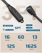 DEWENWILS 3 Outlet Extension Cord with Flat Plug, 3FT 16/3 Awg Grounded Power Cable for Indoor Use, SPT-3 Cord, Black, ETL Listed, 2 Pack…