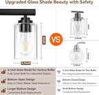 6-Light Bathroom Light Fixtures, 38" Modern Vanity Lights Over Mirror with Clear Glass Shades, Matte Black Light Fixture, Classic Wall Light Fixture for Mirror Living Room Cabinet Bedroom Porch