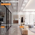 BesLowe 24 Packs 6 Inch 5CCT LED Recessed Ceiling Lights Ultra-Thin with Junction Box, 12W 150W Eqv, 3000K/3500K/4000K/5000K/6500K, 1200LM Dimmable Canless Downlights for Kitchen Hallway Dining Room