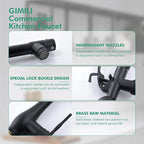 GIMILI Kitchen Faucet with LED Single Handle Kitchen Sink Faucet with Pull Down Sprayer Commercial Double-Headed Stainless Steel Kitchen Faucets Sink with Deck Plate Matte Black