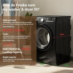 SKM Universal Washer & Dryer Pedestal for 27" & 28" Machines | Heavy-Duty Steel, 700LB Capacity | 15.7" Height, Anti-Slip & Shock-Absorbing, Black