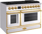 Akicon 48" Freestanding Gas Cooktop Oven Combo, Features 8 Sealed Burners, 6.7 Cu.ft Rapid Convection Oven, Convertible Fuel (NG/LP), Durable Cast Iron Grating (BSGBGGA1)