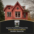 EVOLVE Signature Paint & Primer: Luxury Paint & Primer for Indoor & Outdoor Surfaces, Minimal Odor, Satin Sheen (Claycourt Red, 5 Gallon)