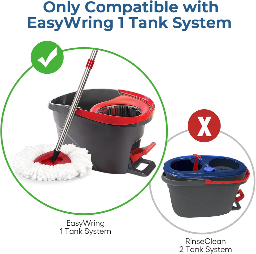 Matthew Spin Mop Replace Head Kit,Base,Handle Compatible with EasyWring Microfiber Spin Mop,4 Mop Refills Replacement Heads,30-58in Mop Handle and 1 Mop Base Combo Set White (1-Tank System)