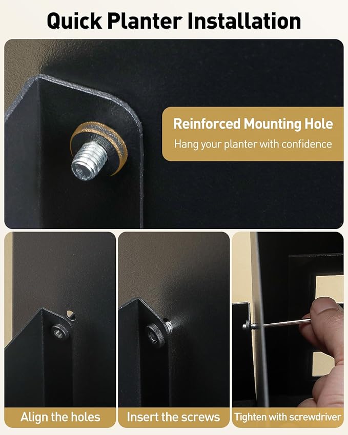 Uniclife Wall Mount Mailbox for Outside, Large Mailbox with Planter, Large Capacity Mail Box for House, Rust-Proof Steel Post Box for Home Office School, Modern Metal Drop Case, Black